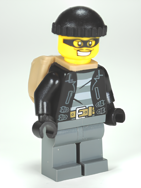 Минифигурка Lego Police - City Bandit Male, Black Knit Cap, Backpack, Mask cty0453